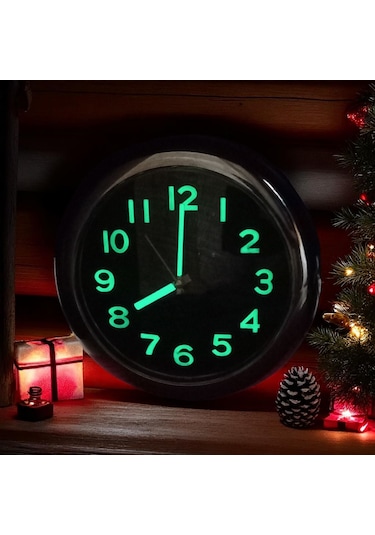 Fosforlu Kromaj Metalik Görünümlü Küçük Duvar Saati Çap 25 Cm Gümüş