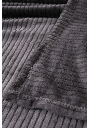 Aksu İpeksoft Fitilli Çift Kişilik Battaniye - Antrasit