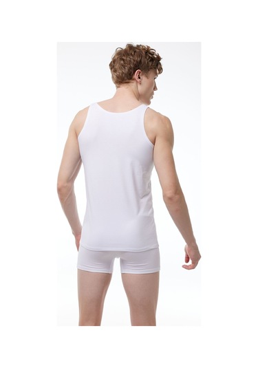 Malabadi Erkek 3 Adet Beyaz İnce Askılı İz Yapmayan Modal Atlet 013 3m013