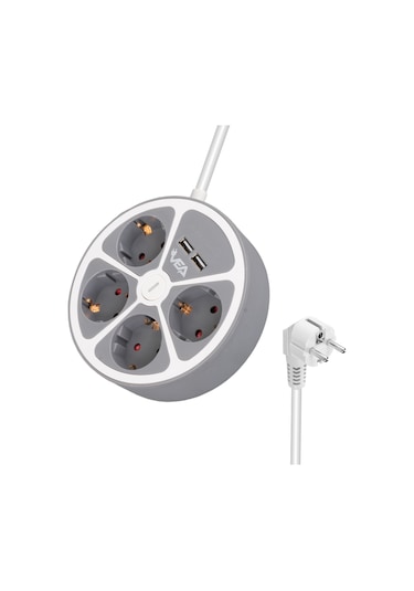 4lü 2 Usbli Anahtarlı 1.5 Metre Grup Priz Ve-g604yu 3