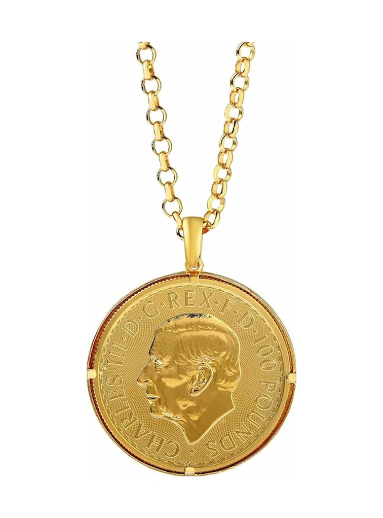 Agakulche Britannia King Charles Iıı 14 Ayar Kalemli Altın Çerçeve Kolye