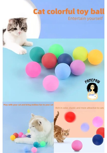 Renkli Kedi Plastik 4 Cm Oyun Topları 20 Adet