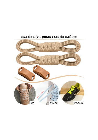 Tak Bırak, Klipsli Elastik, Yeni Nesil Akıllı Bağcık, Bej