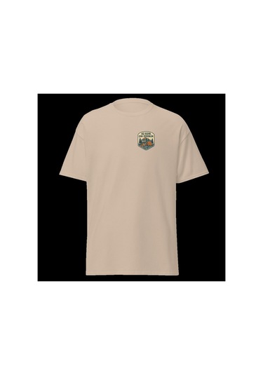 Wildstyle Az Eşya Çok Özgürlük Renkli Kamp Doğa Minimalist Baskılı Unisex Bisiklet Yaka Pamuklu Tişört Camel