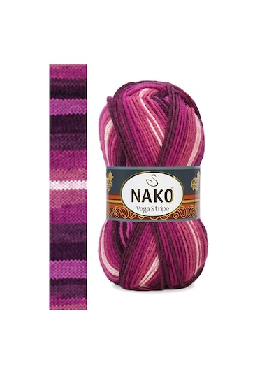 5 Adet Vega Stripe Premium Akrilik El Örgü İpi Yünü No: 82413 RYL-NWNKVS82413-5