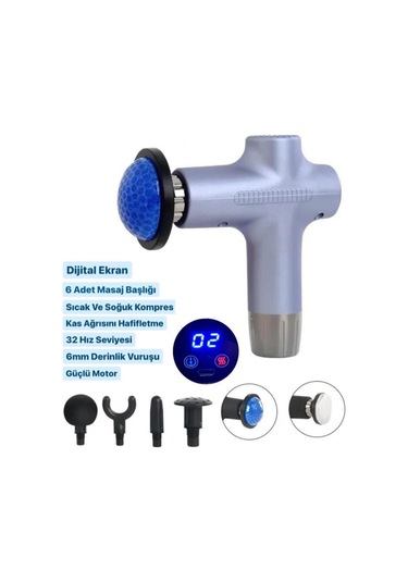 Afm Tech Jy-711 Mor Yeni Nesil Isıtmalı Sıcak Ve Soğuk Özellikli Şarjlı Masaj Tabancası Mor - Açık Yeşil