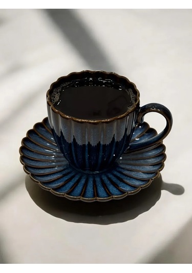 Aberu Shop Çay/kahve Takımı Fincan Ve Tabak Seti 260 Ml 460865595 Mavi Topaz