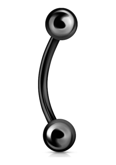 10 Mm Siyah Eğik Kavisli Kaş Piercing Çelik Dudak Helix Tragus Küpe
