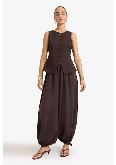 Defacto Balloon Fit Normal Bel Uzun Modal Pantolon G2952ax25aubn220 Kahve