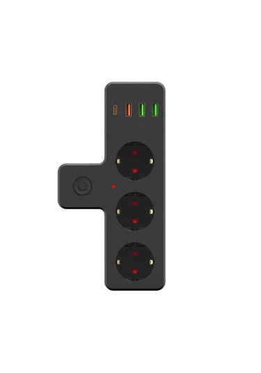 Microcase Termal Akım Korumalı 3 Lü Priz 3 Usb 1 Type C Girişli Uzatma Kablosu Ftr-12 Al4845
