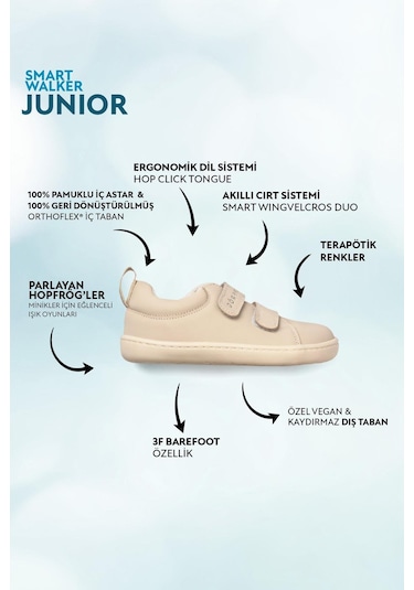 Hopfrög Kids Smart Walker Junior Barefoot Çocuk Ayakkabı - Süper Mat Bej