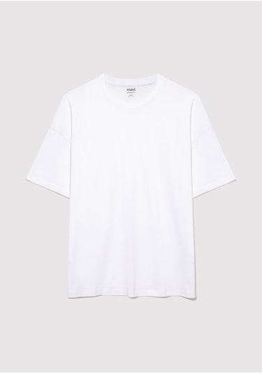 Mavi - 2Li Oversize Basic Tişört Seti 0612162-620 Beyaz