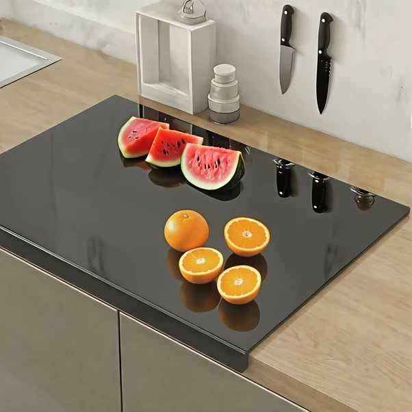 Gateesat Siyah Büyük Boy Akrilik Kesme Tahtası, Kaymaz Ve Kolay Temizlik Siyah