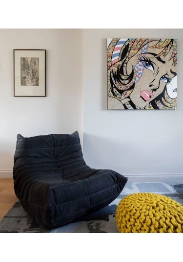 Edsy Puffer Relax Siyah Berjer Lacivert