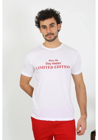 Lenaca Erkek Kısa Kol Penye Beyaz Pijama Takımı Beyaz
