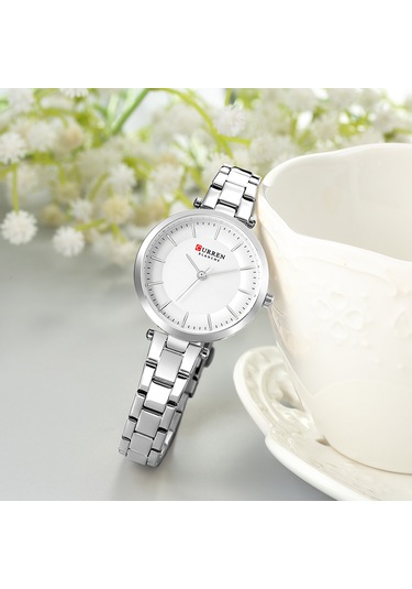 Yunboo Curren Kadın Kol Saati 9054 - Klasik Tasarım, Kuvars Cam, 30m Su Geçirmez, Quartz Hareket, Beyaz Kasa Ve Kordon Çok Renkli