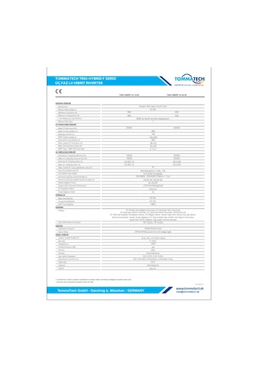 Tommatech Trio Hibrit F Serisi 20kw Lv Hibrit İnverter