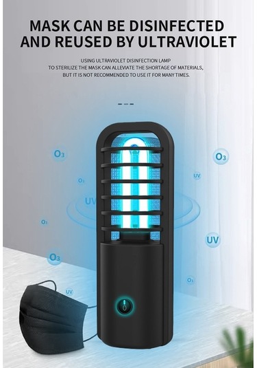 Ulzyvf Taşınabilir Şarj Edilebilir Uv Temizleme Lambası - Ev, Araç, Ofis İçin 360 Hijyen, Siyah Siyah