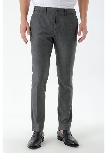 Morven Erkek Siyah Beard Desenli Slim Fit Classic Pantolon Siyah