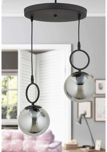 Olimpia 2'li Avize Füme Cam Diğer