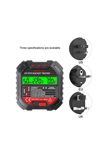Trendooze Priz Test Cihazı - 6 Led Soket Kontrol Aleti - 90-250v, Evrensel Tasarım