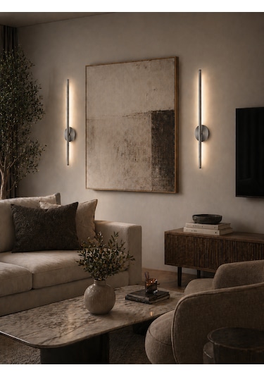 Flame Sarjlı Led Aplik 8w 3200k Gün Işığı 75cm Duvar Tipi /tablo Dekoratif Işık Krom