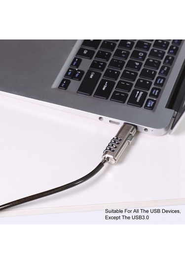 Konesam Usb Cihazları İçin 4 Basamaklı Şifreli Kilit - Alüminyum Birleşmeli Dayanıklı Çelik Kablo İle Bilgisayar Anti-calinti Korumasi