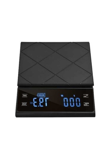 Novahub Şık Siyah Mutfak Terazisi, 3kg Kapasite, 0.1g Çözünürlük, Tip 1/2 Seçimli, Dijital, Pratik Kullanım Siyah