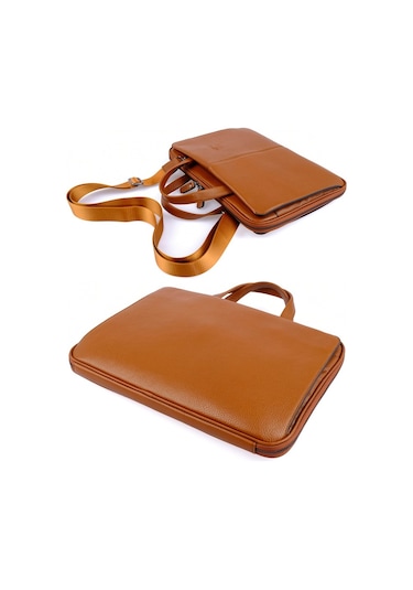 Hakiki Deri Unisex Evrak Çantası Taba Kangaroo Kıngdom 9091-T