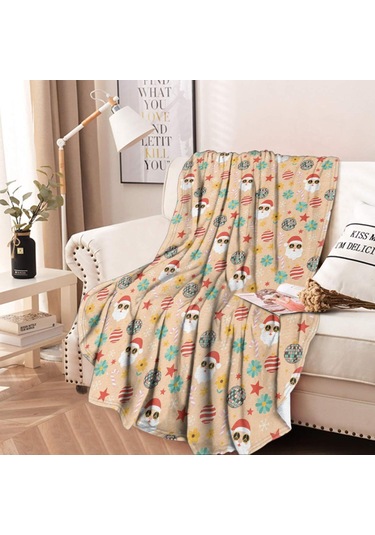 Noel Desenli 47 İnç Yuvarlak Flanel Battaniye, Yetişkin Ve Çocuk İçin, Yumuşak, Rahat Ve Hafif Noel Baba Noel Diskoli