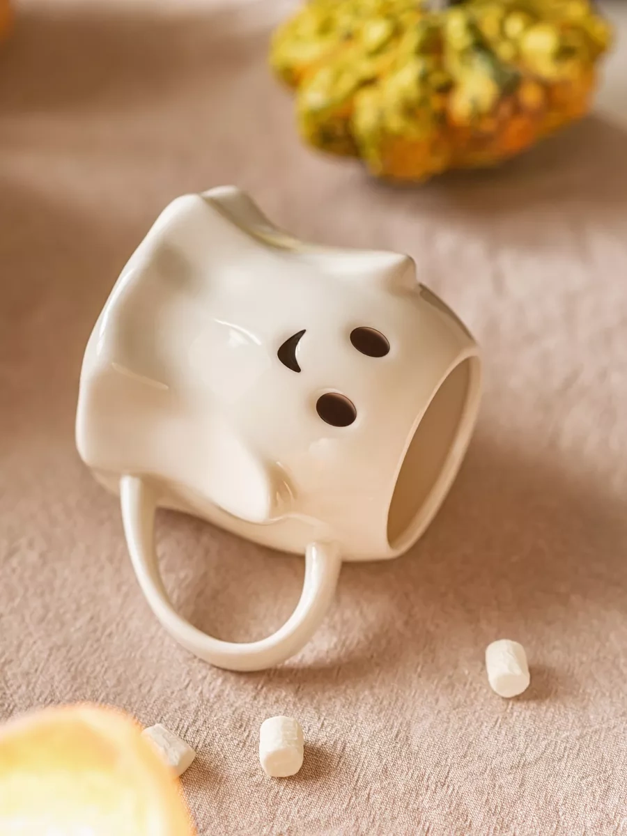 Roomi Çay Ve Kahve İçin Seramik Kupa "hayalet" Figürlü 182368554 Beyaz