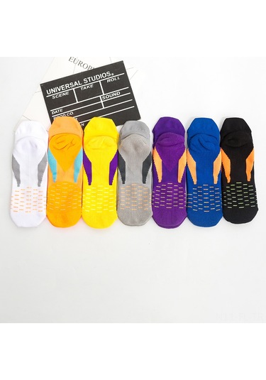 Lemestar Unisex Spor Çorapları - Soluk Ayaklı, Nefes Alıcı, Ter Emici - Futbol, Basketbol, Koşu İçin - Turuncu Mavi Desen - Tek Beden Turuncu