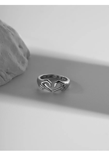 Sılverme Falanksa Takılan Kalp Şeklinde Gümüş Yüzük 925 Ayar Gümüş 272526828 Gümüş