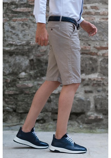 Gabardin Kumaş Bitik Desenli Pamuklu Regular Fit Chino Yan Cep Erkek Şort 001