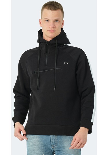 Slazenger KLEMENT IN Erkek Kapüşonlu Fermuarlı Siyah Sweatshirt