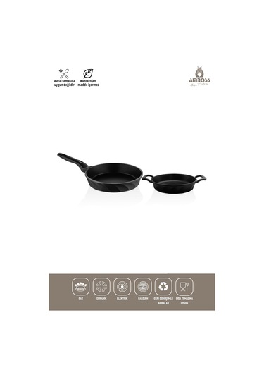 Kuvars 2 Parça Döküm Titanyum Kaplama Tava Sahan Seti