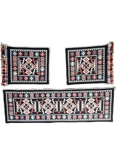 Oto Koltuk Kilim Seti Siyah - Çift Yön Ön Ve Arka Koltuk 3 Parça