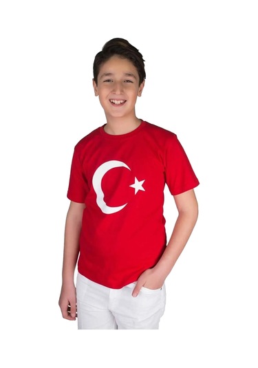 Raspberry Türk Bayrak Baskılı T-Shirt Kırmızı