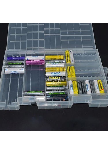Jms Yerleştirilen 100 Adet Aaa Aa Pil Tutucu İçin Süper Hacimli Plastik Pil Saklama Kutusu Şeffaf