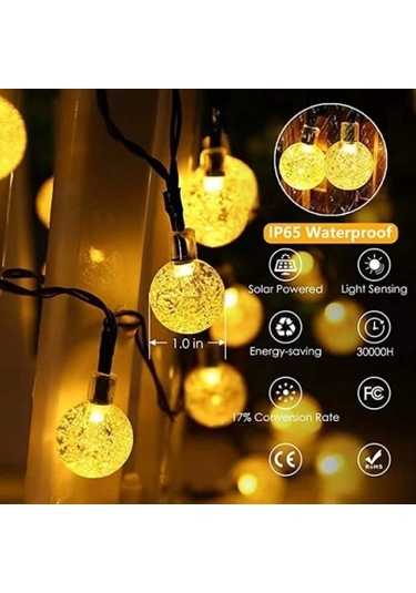 5 Metre Sarı Opak Solar Top Led Işık Renkli