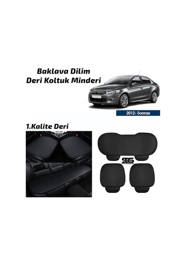 Citroen C Elysee 2012 Sonrası Siyah Deri Oto Koltuk Minderleri
