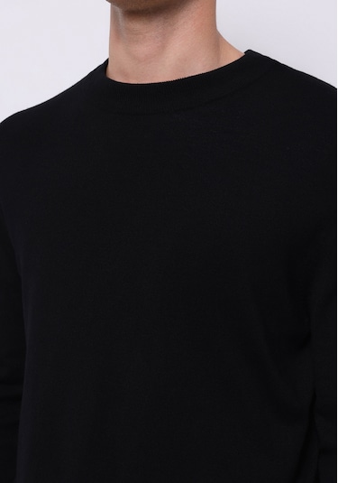 Colins Regular Fit Yuvarlak Yaka Jakarlı Erkek Siyah Kazak Cl1076884 Q1.v1 Blk Siyah