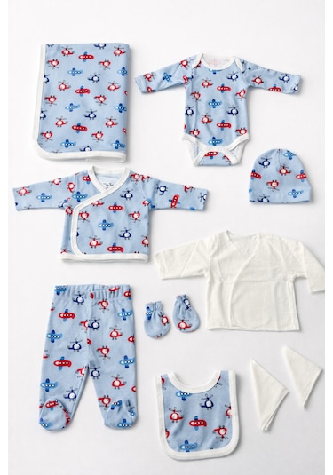For My Baby 10'lu Bebek Hastane Çıkışı Zıbın Seti Mavi