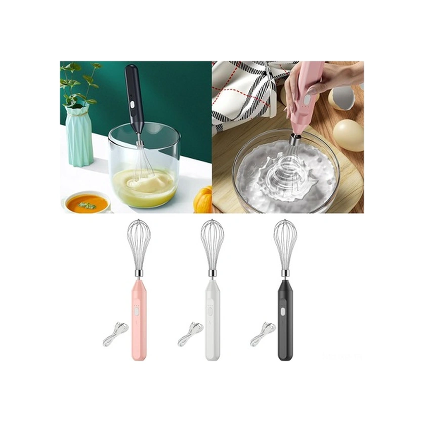 Fortunelane Usb Şarjlı Elden Mikser - Siyah 3 Hızlı Versiyon, Tek Başlı Yumurta Çırpıcı, Kek Hamuru Krema Karıştırıcı Siyah