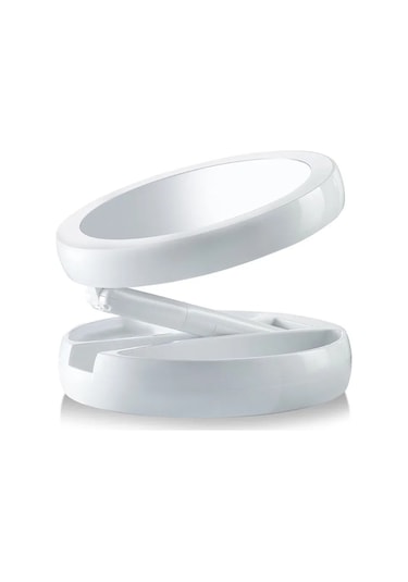 Techtic Katlanabilir Yuvarlak Mike Up Mirror Led Işıklı 10x Makyaj Aynası
