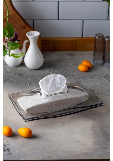 Dekoratif Şeffaf Peçete Organizeri Gri - Şeffaf