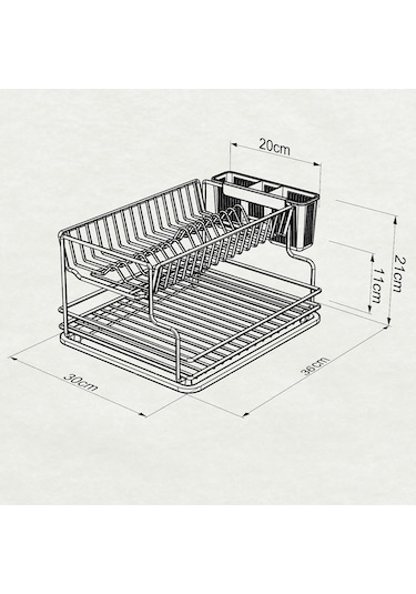 Teknotel İki Katlı Tabaklık Bulaşıklık Mat Siyah Kb005