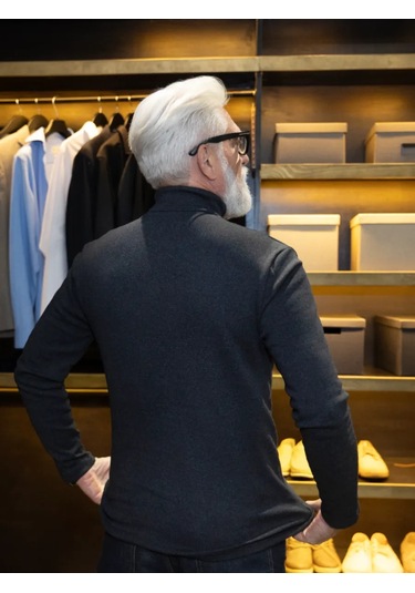 Ifijen's Yüksek Yakalı Ve İçi Desenli Kalın Kazak 255989921 Koyu Gri