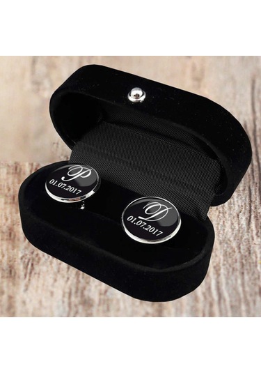 Damatlık Kol Düğmesi Harfli ve Tarihli Kol Düğmesi