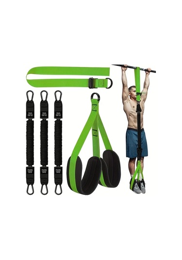 Honeybeeshop 5 Paket Abahub Yeşil Ayarlanabilir Pull Up Direnç Bantları Evrensel Uyumlu Dayanıklı Polyester Kumaş Üst Vücut Fitness Kayışları Yeşil